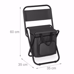 Tabouret de camping avec poche, pliant, sans dossier, pêche, jardin, chaise à transporter, 60x35x35 cm, noir - Relaxdays - Vue supplémentaire 4