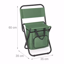 Tabouret de camping avec poche, pliant, sans dossier, pêche, jardin, chaise à transporter, 60x35x35 cm, vert - Relaxdays - Vue supplémentaire 4