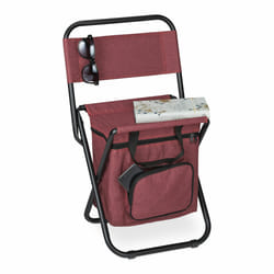 Tabouret de camping avec poche, pliant, sans dossier, pêche, jardin, chaise à transporter, 60x35x35 cm, rouge - Relaxdays