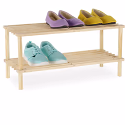 Avec ce porte-chaussures, vous mettez en valeur votre entrée ou couloir.L'étagère à chaussures est faite en bois de pin et im ...