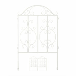 Relaxdays - Clôture de jardin en acier, système d'emboîtement 3 pièces, bordure décorative, HxL : 98 x 63,5 cm, blanc