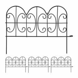 Relaxdays Bordure de jardin à planter, 4 éléments de clôture, HxL : 28,5 x 39 cm, métal, design vintage, robuste, noir