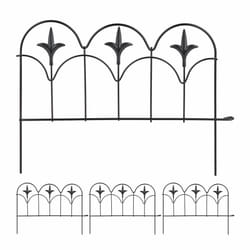 Bordure de jardin à planter, 4 éléments de clôture, HxL : 28,5 x 39 cm, métal, design vintage, robuste, noir - Relaxdays