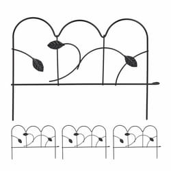 Bordure de jardin à planter, 4 éléments de clôture, HxL : 28,5 x 39 cm, métal, design vintage, robuste, noir - Relaxdays