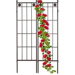 Relaxdays - Treillis de jardin, métal, lot de 2, espalier plantes grimpantes, à planter, clôture, 182 x 51 cm, marron