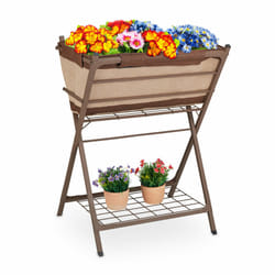 Relaxdays - Carré potager, métal, jardinière légumes avec bâche, HxLxP: 91 x 50 x 66,5 cm, parterre balcon moderne, marron