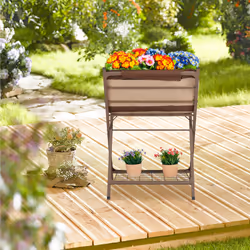 Relaxdays - Carré potager, métal, jardinière légumes avec bâche, HxLxP: 91 x 50 x 66,5 cm, parterre balcon moderne, marron