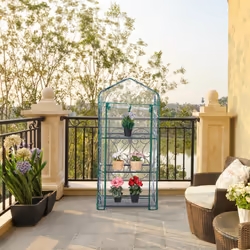 Relaxdays - Serre de balcon, bâche en pvc, 3 étagères, h x l x p : env. 128 x 60 x 40 cm, vert et transparent