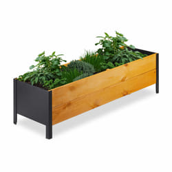 Relaxdays - Carré potager avec non-tissé, hlp: 32,5x118x35 cm, en bois, terrasse, balcon et jardin, rectangulaire, nature