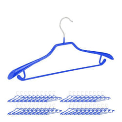 40 x Cintres antidérapants pour costumes support d’épaules large traverse pantalon crochets bleu