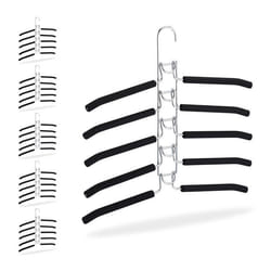6 x Cintre multiple porte-pantalons 5 en 1 gain de place antidérapant armoire argenté/noir