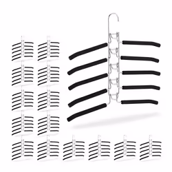 15x Cintre multiple porte-pantalons 5 en 1 gain de place antidérapant armoire argenté/noir