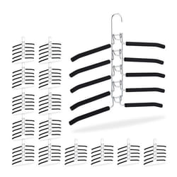 15x Cintre multiple porte-pantalons 5 en 1 gain de place antidérapant armoire argenté/noir