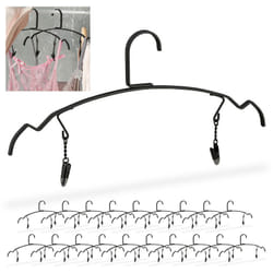 Relaxdays - 20x Cintre pince, dessous & lingerie, avec 2 clips, multifonctionnel, métal, 33 cm de large, noir