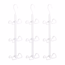 Cintre pour sacs à main lot de 3 6 crochets rangement peu encombrant à suspendre sur portemanteau en métal blanc