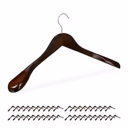 Relaxdays Cintre épaule large Set de 40 Cintre en bois vestes costumes Crochet 360°C brun foncé