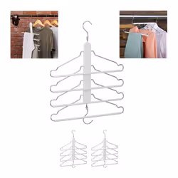 3x Cintres multiples 4 x avec traverse pour pantalon bois métal porte-chemises peu encombrant armoire blanc