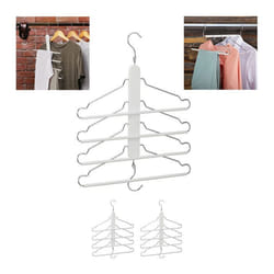 3x Cintres multiples 4 x avec traverse pour pantalon bois métal porte-chemises peu encombrant armoire blanc