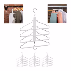 4x Cintres multiples 4 x avec traverse pour pantalon bois métal porte-chemises peu encombrant armoire blanc