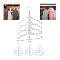 4x Cintres multiples 4 x avec traverse pour pantalon bois métal porte-chemises peu encombrant armoire blanc
