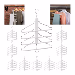 10x Cintres multiples 4 x avec traverse pour pantalon bois métal porte-chemises peu encombrant armoire blanc