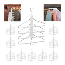 10x Cintres multiples 4 x avec traverse pour pantalon bois métal porte-chemises peu encombrant armoire blanc
