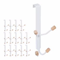 Crochet de porte lot de 15 scandinave patères en fer & bois chambre H x L x P 19 x 9 x 8 cm blanc/nature