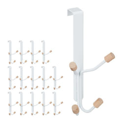 Crochet de porte lot de 15 scandinave patères en fer & bois chambre H x L x P 19 x 9 x 8 cm blanc/nature