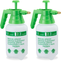 Relaxdays - Pulvérisateur à pression, lot de 2, bouteille pulvérisation, pompe, buse laiton réglable 1 l, plante jardin, vert