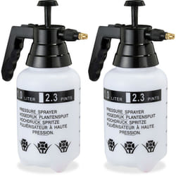Relaxdays - Pulvérisateur à pression, lot de 2, bouteille pulvérisation, pompe, buse laiton réglable 1 l, plante jardin, noir