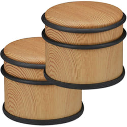 Relaxdays - Butoir de porte, en lot de 2, lourdes portes & fenêtres, inox & caoutchouc, aspect boisé, cale haute, ∅ 9,5 cm, marron