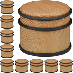 Relaxdays - Butoir de porte, en lot de 10, lourdes portes & fenêtres, inox & caoutchouc, aspect boisé, cale haute, ∅ 9,5 cm, marron