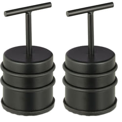 Relaxdays - butoir de porte avec poignée, lot de 2, porte & fenêtre, arrêt de porte, haut, intérieur, caoutchouc, inox, ∅ 7 cm, noir