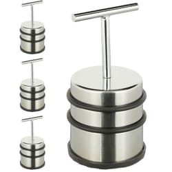 Relaxdays - Butoir de porte à poignée, lot de 4, porte & fenêtre, haute, ronde, intérieur, caoutchouc, acier inoxydable, ∅7, argenté