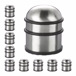 Butoir de porte lot de 10 lourdes entrées & fenêtres acier inoxydable & caoutchouc haut & rond ∅ 7 cm argenté