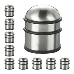 Butoir de porte lot de 10 lourdes entrées & fenêtres acier inoxydable & caoutchouc haut & rond ∅ 7 cm argenté