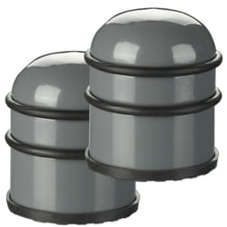 Relaxdays - Butoir de porte, lot de 2, lourdes portes & fenêtres, en acier inoxydable & caoutchouc, haut & rond, ∅ 7 cm, gris foncé