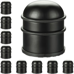 Relaxdays - Butoir de porte, lot de 10, lourdes portes & fenêtres, en acier inoxydable & caoutchouc, haut & rond, ∅ 7 cm, noir