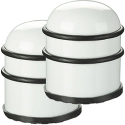 Relaxdays - Butoir de porte, lot de 2, lourdes portes & fenêtres, en acier inoxydable & caoutchouc, haut & rond, ∅ 7 cm, blanc