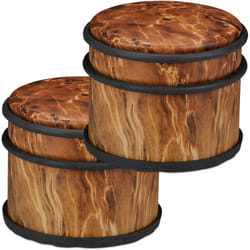 Relaxdays - Butoir de porte, lot de 2, lourdes portes & fenêtres, en acier inox & caoutchouc, aspect boisé, ∅ 9,5 cm, brun foncé