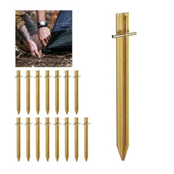 Sardines forme en T 30 cm de long œillet Lot de 16 piquets de tente stable solide Camping & jardin doré