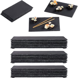 Plateau en ardoise, lot de 24, 26 x 16 cm, assiette de présentation, rectangulaire, plat de service, anthracite