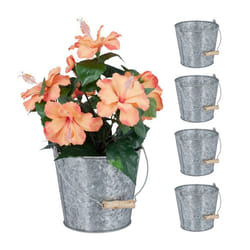 Relaxdays 10037398 jardinière Argent Bois, Zinc 5 pièce(s)