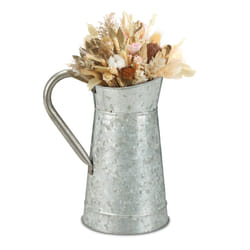 Relaxdays - Pichet vintage, métal galvanisé, pour fleurs séchées, style campagnard, pour jardin, balcon et salon, argenté