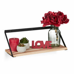 Relaxdays - tagère murale, étagère flottante, hlp 15,5 x 42 x 15,5 cm, deco, bois métal, design industriel, nature/noir