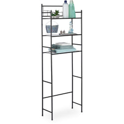 Relaxdays - tagère pour machine à laver, wc, sèche-linge, en métal, 3 niveaux, h x l x p : 165 x 58 x 25 cm, noir