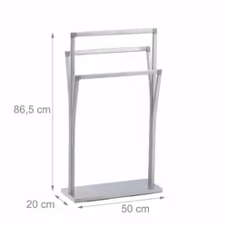 Porte-serviettes, 3 barres, HxLxP : env. 86,5 x 50 x 20 cm, pour salle de bain et toilettes invités, argenté - Relaxdays - Vue supplémentaire 4
