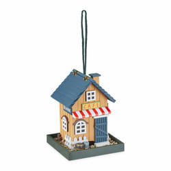 Relaxdays - Mangeoire d'extérieur pour oiseaux, café en bois, à suspendre, hlp 23,5x18x18 cm, pour jardin & balcon, coloré