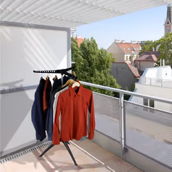Relaxdays Étendoir pliable pour cintres, camping, balcon, peu encombrant, séchoir, H x D: 129 x 62 cm, noir - gris