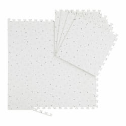 Relaxdays Tapis puzzle, motif étoiles, 8 pièces, mousse EVA, sans substances nocives, bébé, enfants, 50x50cm, blanc/gris